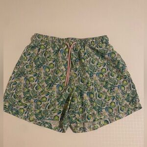 Happy Hour Lime Patterned Swim Shorts Small